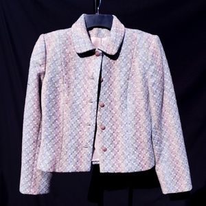 Woven Rainbow Blazer w/ Carved Wooden Buttons - M